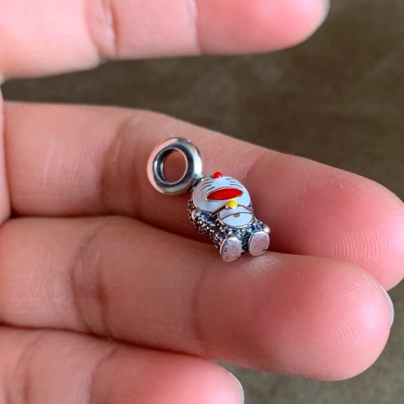 NWOT Doraemon "Stand By Me" Blue Kitty Cat Dangle Charm Pendant w/ CZ Silver - Picture 8 of 11